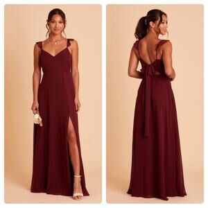 Birdy Grey Doris Chiffon Ruffle Sleeveless Bridesmaid Dress in Cabernet Sz S NEW